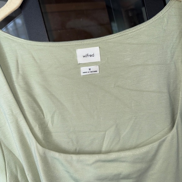 Aritzia Wilfred Saturn Shortsleeve wrap Midi Dress short sleeve bodycon sage - Picture 8 of 13